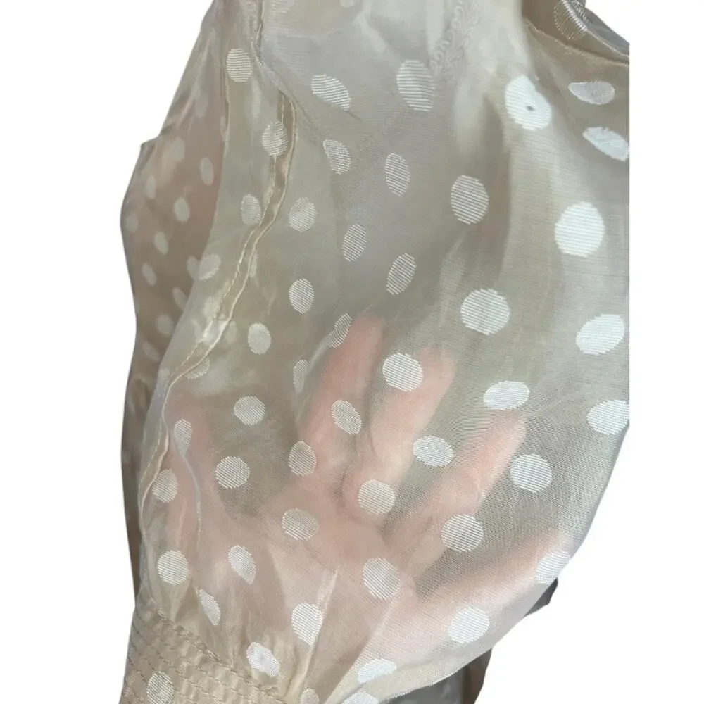 En Saison tan polka dot babydoll Minidress Desiree Organza  New wedding neutral - Picture 8 of 13